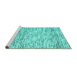 Sideview of Machine Washable Abstract Turquoise Contemporary Area Rugs, wshcon1862turq
