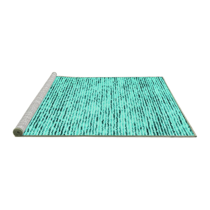 Sideview of Machine Washable Abstract Turquoise Contemporary Area Rugs, wshcon1862turq
