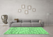 Machine Washable Abstract Emerald Green Contemporary Area Rugs in a Living Room,, wshcon1862emgrn