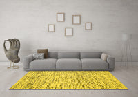 Machine Washable Abstract Yellow Contemporary Rug, wshcon1862yw