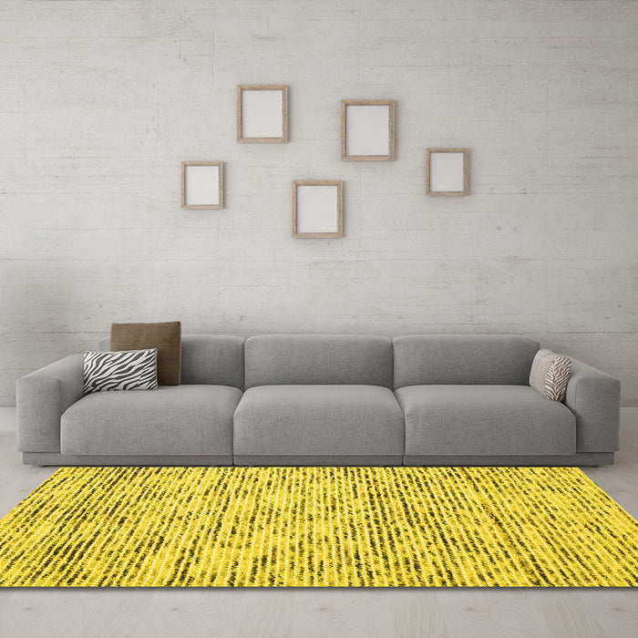Machine Washable Abstract Yellow Contemporary Rug in a Living Room, wshcon1862yw
