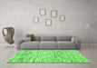 Machine Washable Abstract Green Contemporary Area Rugs in a Living Room,, wshcon1862grn