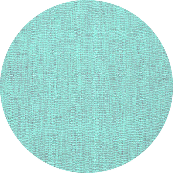 Round Machine Washable Abstract Turquoise Contemporary Area Rugs, wshcon1863turq