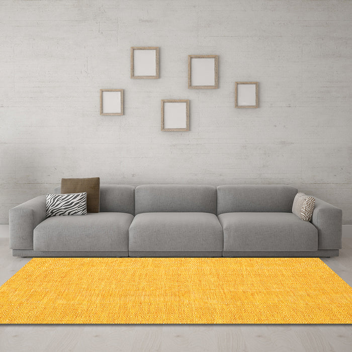 Machine Washable Abstract Yellow Contemporary Rug in a Living Room, wshcon1863yw