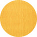 Round Abstract Yellow Contemporary Rug, con1863yw