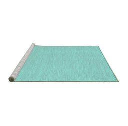 Sideview of Machine Washable Abstract Turquoise Contemporary Area Rugs, wshcon1863turq