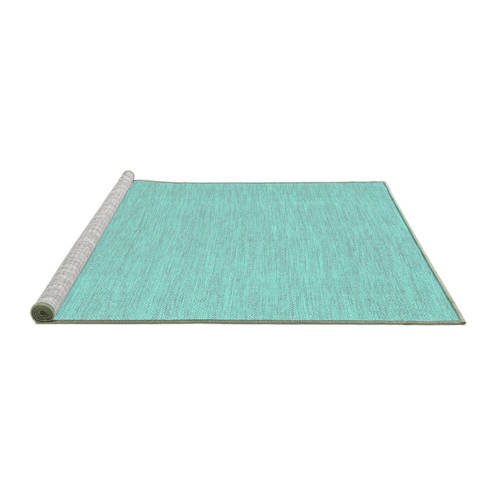 Sideview of Machine Washable Abstract Turquoise Contemporary Area Rugs, wshcon1863turq