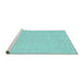 Sideview of Machine Washable Abstract Turquoise Contemporary Area Rugs, wshcon1863turq