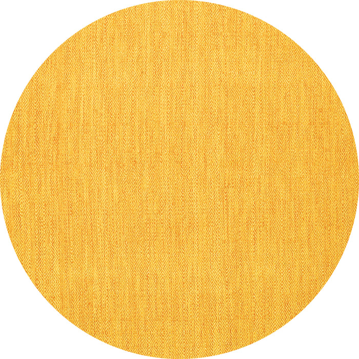 Round Machine Washable Abstract Yellow Contemporary Rug, wshcon1863yw