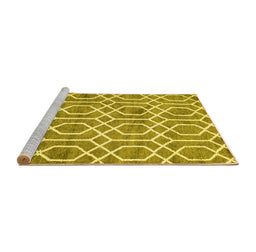 Sideview of Machine Washable Trellis Yellow Modern Rug, wshcon1864yw