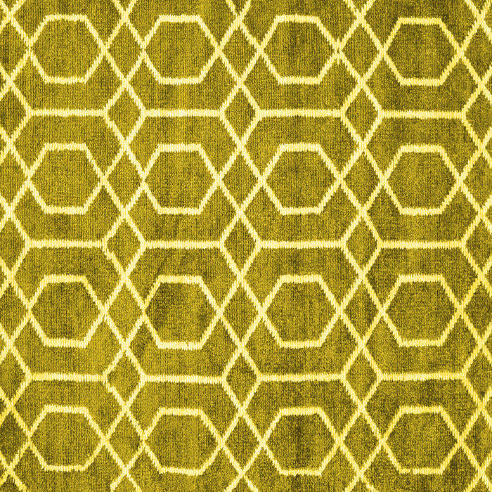 Square Machine Washable Trellis Yellow Modern Rug, wshcon1864yw