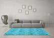 Machine Washable Trellis Light Blue Modern Rug in a Living Room, wshcon1864lblu