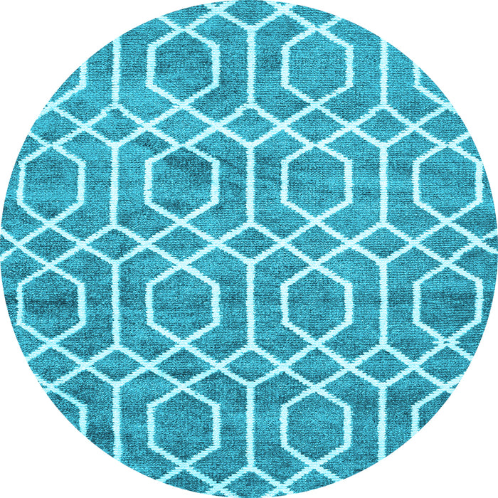 Round Machine Washable Trellis Light Blue Modern Rug, wshcon1864lblu