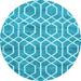 Round Machine Washable Trellis Light Blue Modern Rug, wshcon1864lblu