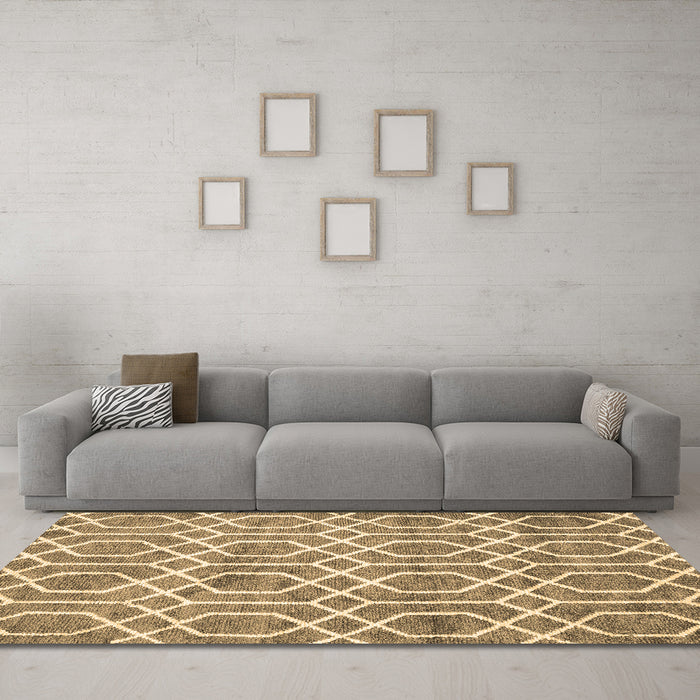 Machine Washable Trellis Brown Modern Rug in a Living Room,, wshcon1864brn