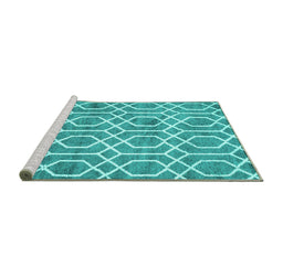 Sideview of Machine Washable Trellis Turquoise Modern Area Rugs, wshcon1864turq