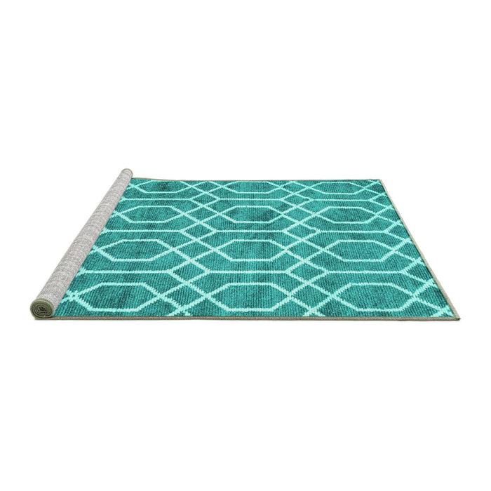 Sideview of Machine Washable Trellis Turquoise Modern Area Rugs, wshcon1864turq