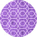 Round Machine Washable Trellis Purple Modern Area Rugs, wshcon1864pur