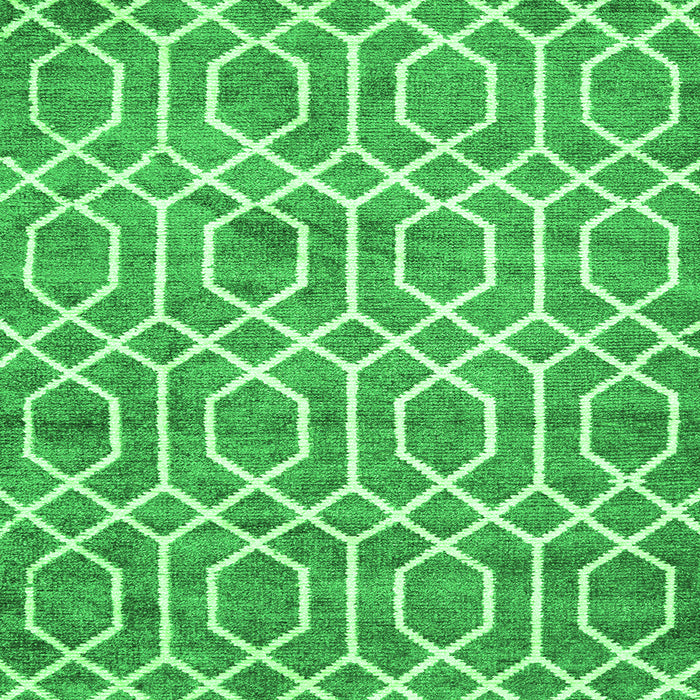 Round Machine Washable Trellis Green Modern Area Rugs, wshcon1864grn