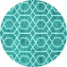 Round Trellis Turquoise Modern Rug, con1864turq