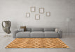 Machine Washable Trellis Orange Modern Area Rugs in a Living Room, wshcon1864org