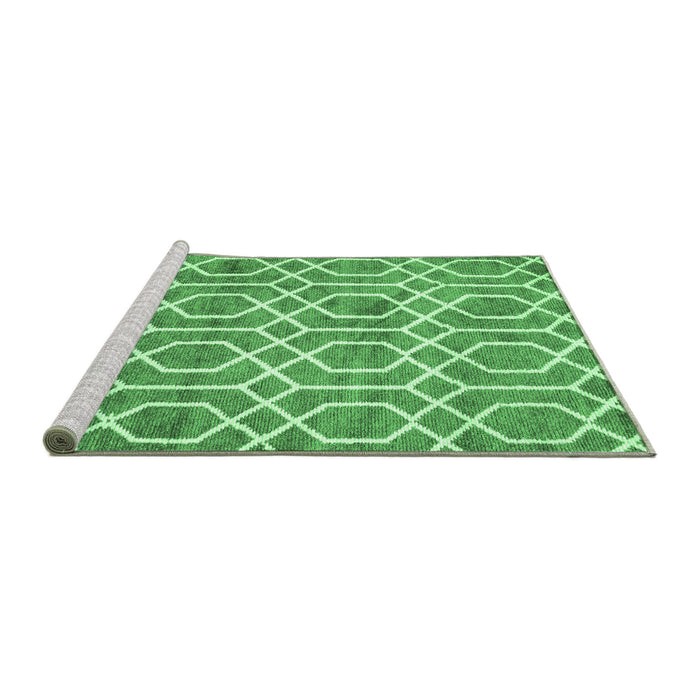 Sideview of Machine Washable Trellis Emerald Green Modern Area Rugs, wshcon1864emgrn
