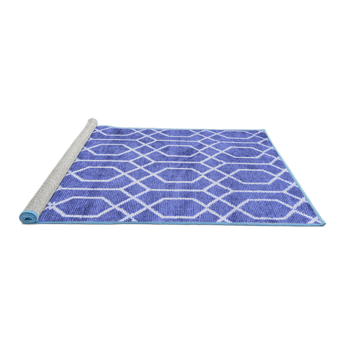 Sideview of Machine Washable Trellis Blue Modern Rug, wshcon1864blu
