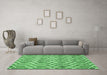 Machine Washable Trellis Emerald Green Modern Area Rugs in a Living Room,, wshcon1864emgrn