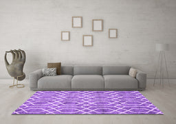 Machine Washable Trellis Purple Modern Area Rugs in a Living Room, wshcon1864pur
