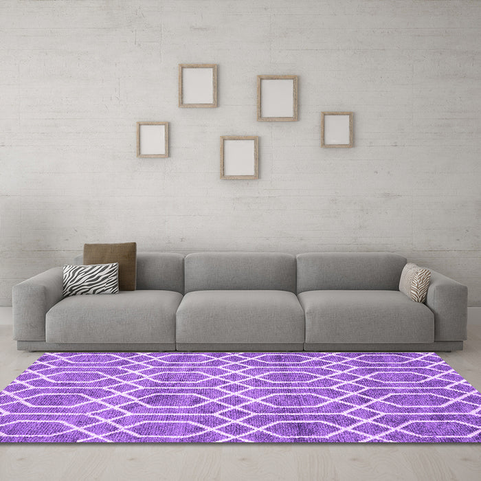 Machine Washable Trellis Purple Modern Area Rugs in a Living Room, wshcon1864pur