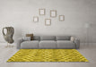 Machine Washable Trellis Yellow Modern Rug in a Living Room, wshcon1864yw