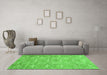 Machine Washable Abstract Green Contemporary Area Rugs in a Living Room,, wshcon1865grn