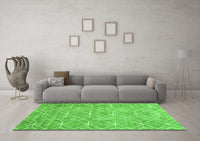 Machine Washable Abstract Green Contemporary Rug, wshcon1865grn