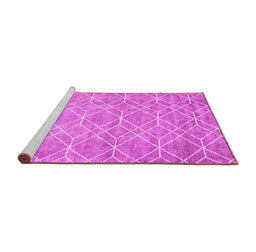 Sideview of Machine Washable Abstract Pink Contemporary Rug, wshcon1865pnk