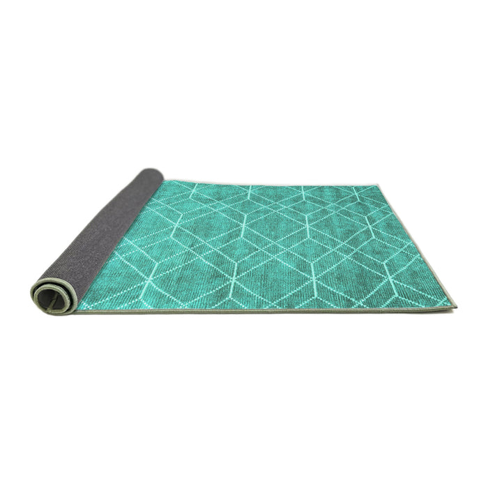 Sideview of Abstract Turquoise Contemporary Rug, con1865turq