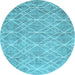 Round Machine Washable Abstract Light Blue Contemporary Rug, wshcon1865lblu