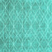 Square Machine Washable Abstract Turquoise Contemporary Area Rugs, wshcon1865turq