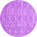 Round Machine Washable Abstract Purple Contemporary Area Rugs, wshcon1865pur