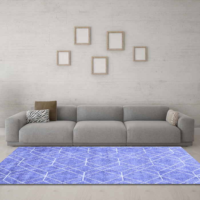 Machine Washable Abstract Blue Contemporary Rug in a Living Room, wshcon1865blu
