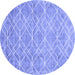 Round Machine Washable Abstract Blue Contemporary Rug, wshcon1865blu