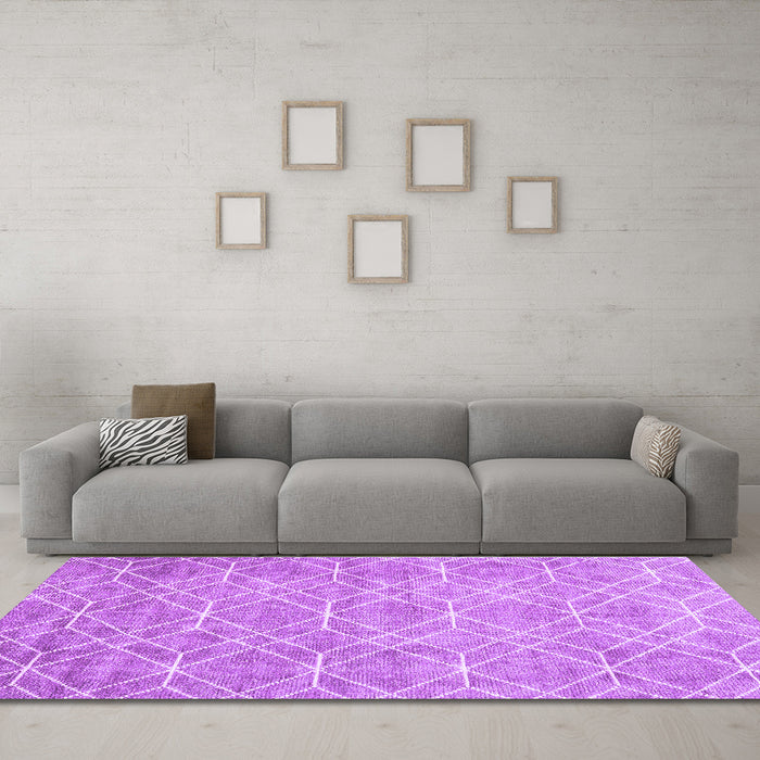 Machine Washable Abstract Purple Contemporary Area Rugs in a Living Room, wshcon1865pur