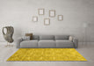 Machine Washable Abstract Yellow Contemporary Rug in a Living Room, wshcon1865yw