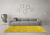 Machine Washable Abstract Yellow Contemporary Rug, wshcon1865yw