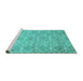 Sideview of Machine Washable Abstract Turquoise Contemporary Area Rugs, wshcon1865turq