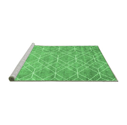 Sideview of Machine Washable Abstract Emerald Green Contemporary Area Rugs, wshcon1865emgrn