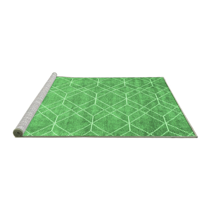 Sideview of Machine Washable Abstract Emerald Green Contemporary Area Rugs, wshcon1865emgrn