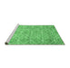 Sideview of Machine Washable Abstract Emerald Green Contemporary Area Rugs, wshcon1865emgrn