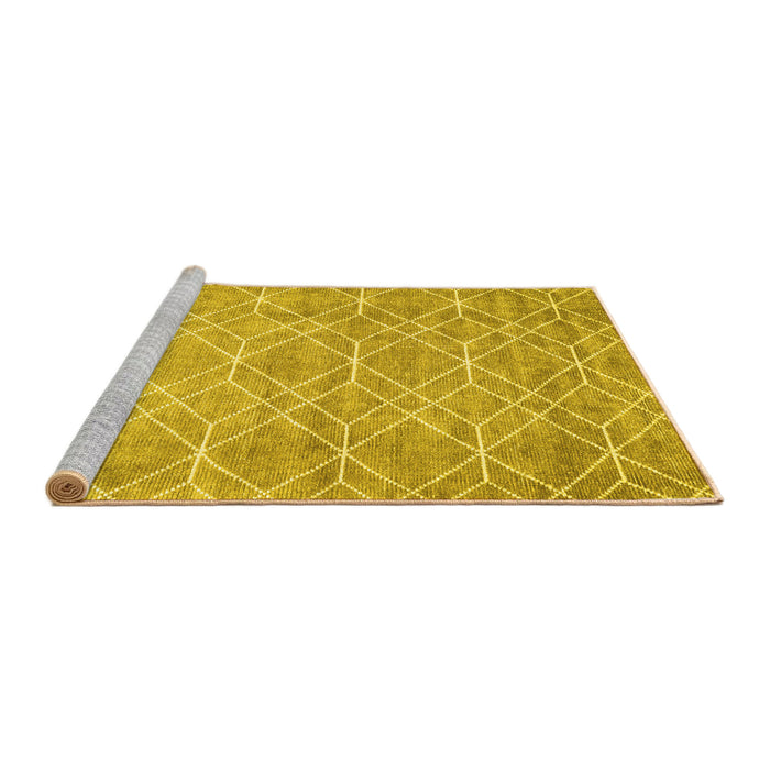 Sideview of Machine Washable Abstract Yellow Contemporary Rug, wshcon1865yw