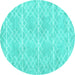 Round Machine Washable Abstract Turquoise Contemporary Area Rugs, wshcon1866turq