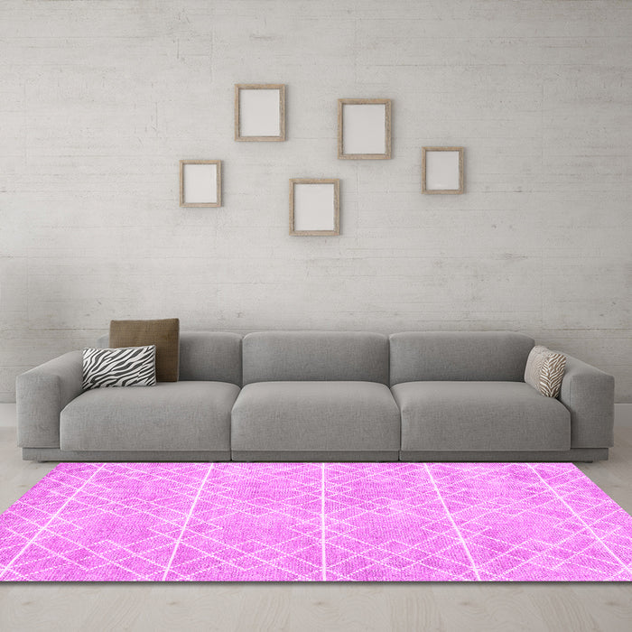 Machine Washable Abstract Pink Contemporary Rug in a Living Room, wshcon1866pnk